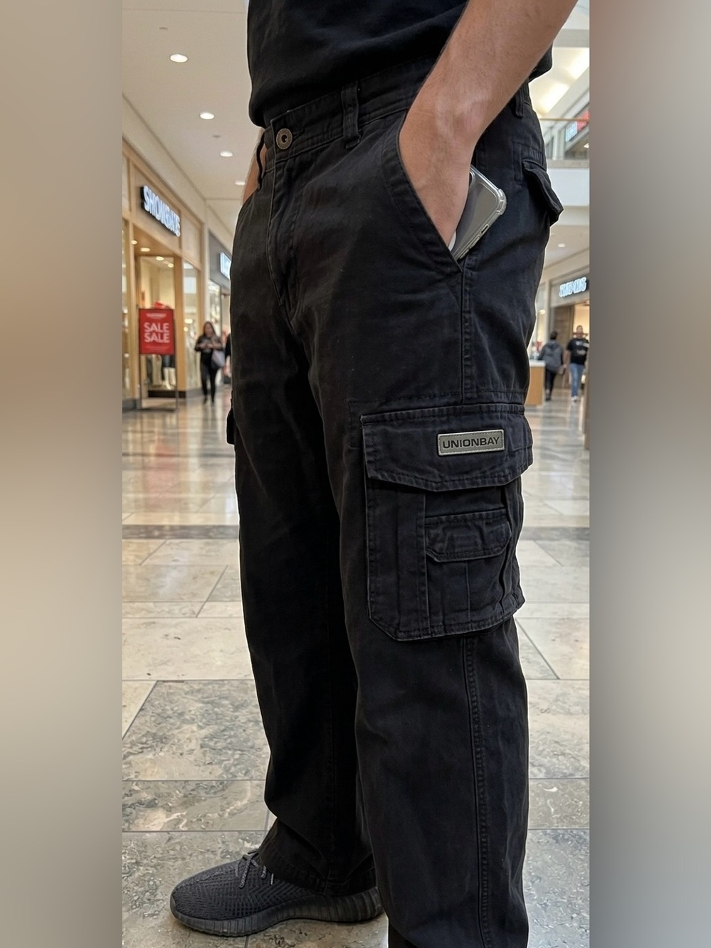 Men’s Vintage Black Unionbay Cargo Pants Size 34 x 34 100% Cotton